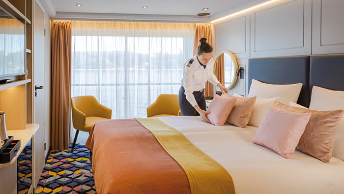 A standard twin cabin on Spirit of the Rhine